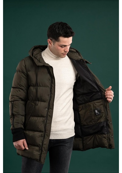 Sir Regular Fit Kapşonlu Astarlı Uzun Kalın Şişme Mont 001