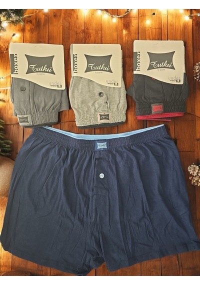 Erkek Karışık Renk 12'li Paket Penye Düğmeli Boxer KARIŞIK