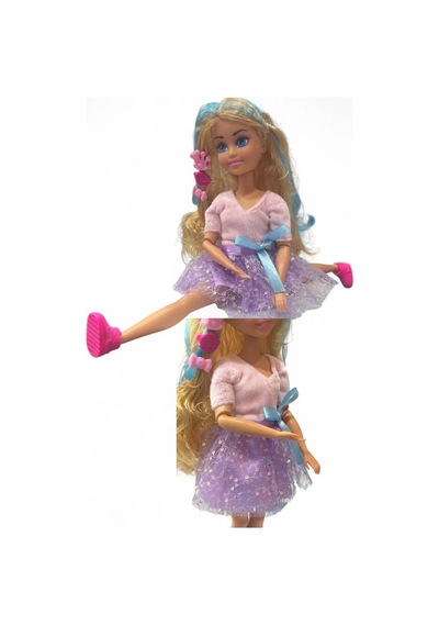 36 Cm Hareketli Eklemli Model Bebek - Renkli Saçlı Oyuncak Et Bebek - Kıyafet Ve Aksesuarlı