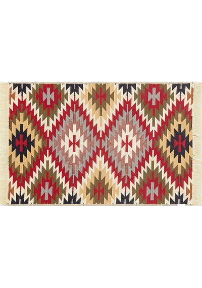 Red Multy Yıkanabilir Çift Taraflı Modern Desenli Dokuma Kilim