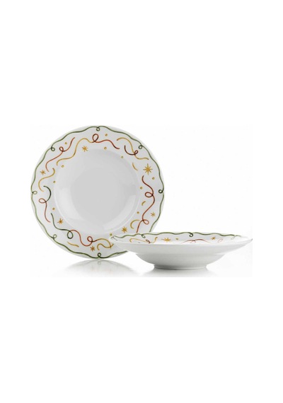 Kütahya Porselen Voluta 2 Parça 27 Cm Spagetti Tabağı Çok Renkli