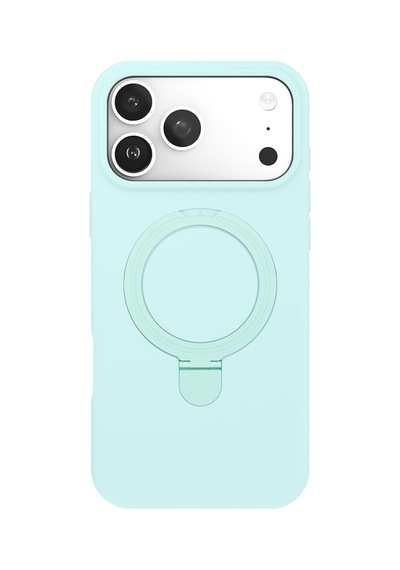 Apple Uyumlu iPhone17 Pro Max Su Yeşili Standlı Magsafeli Silikon Kılıf