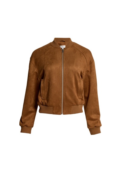 Marks & Spencer Suni Süet Hafif Bomber Ceket Kahverengi