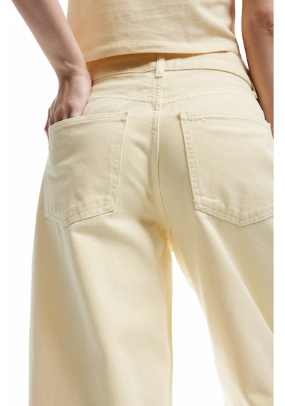 Koton Pamuklu Cep Detaylı Rahat Kesim Barrel Fit Jean Pantolon - Barrel Jean Sarı 5sal40061mw Sarı