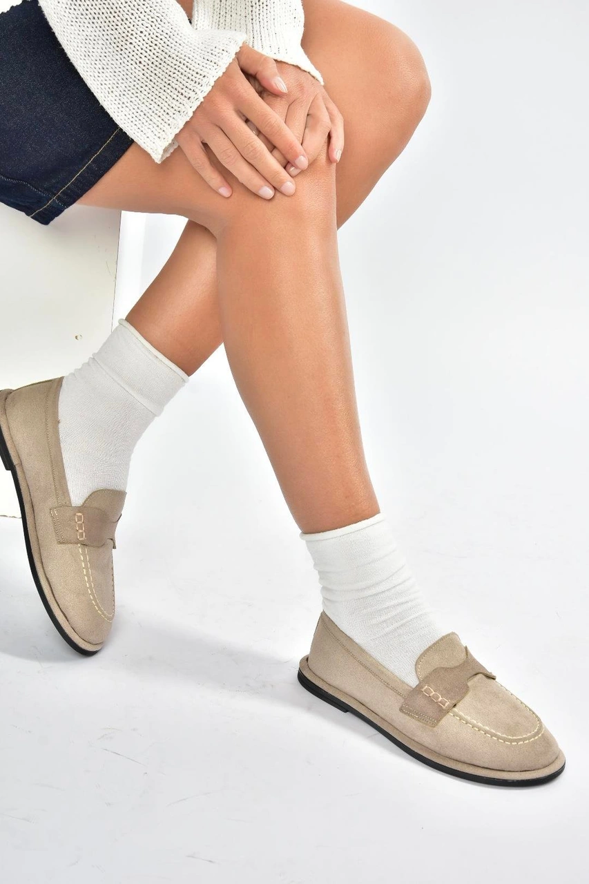 Fox Shoes V846872102 Vizon Süet Günlük Kadın Ayakkabı Vizon-süet