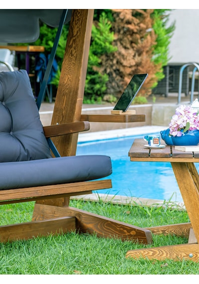 Viva 2400 4 Kişilik Ahşap Bahçe Salıncağı, Balkon ve Teras Salıncağı, Kanepe Özellikli/Antrasit Viva 2400 4 Kişilik Ahşap Bahçe Salıncağı, Balkon ve Teras Salıncağı, Kanepe Özellikli/Antrasit