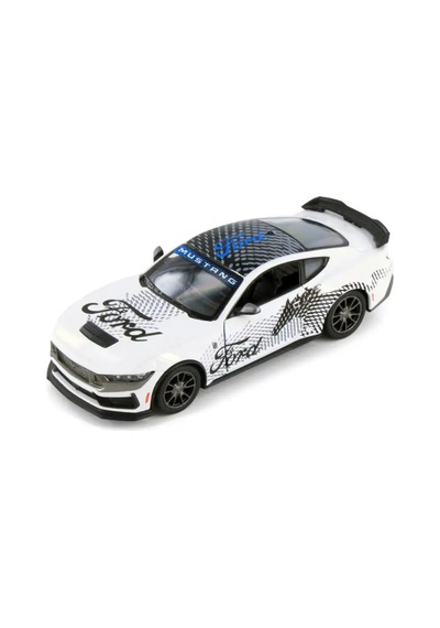 Kinsmart 2024 Ford Mustang Dark Horse 1:38 Çek Bırak Metal Model Araba Beyaz - Özel Livery Seri