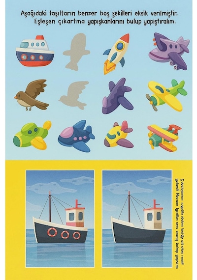 Çocuklar İçin Eğitici Taşıtlar Sticker Kitabı - 60 Çıkartma İle Renkli Aktivite Kitabı