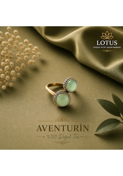 Premium Doğal Taşlı Bronz Yüzük Koleksiyonu Aventurin, Firuze & Lapis Lazuli Tasarım Yüzük Yeşil