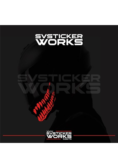 Ağız Diş Köpekbalığı Sticker Kask Vizör Sticker Tüm Kasklar Uyumlu 2 Adet Sağ Sol Kırmızı