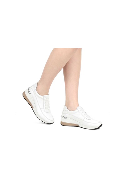 Kadın Beyaz Dolgu Topuklu Deri Sneaker