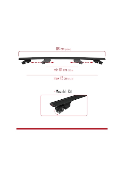 Ara Atkı Tavan Barı Hook Model 118cm Siyah 2 Adet