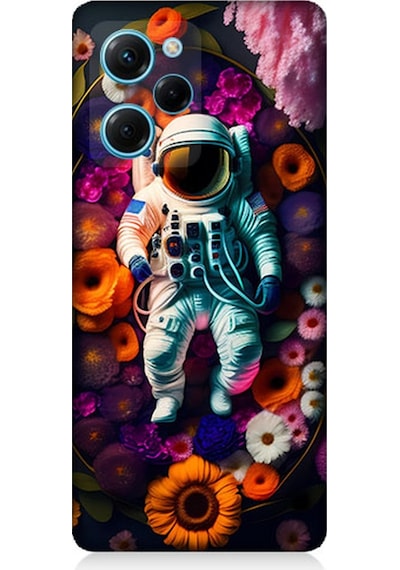 Xiaomi Poco X5 Pro Uyumlu Silikon Kılıf Astronot Ve Çiçekler