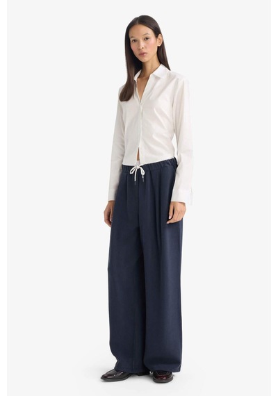 Defacto Baggy Fit Çift Cepli Normal Bel Standart Boy Tensel Pantolon G2870ax25aunv200 Lacivert