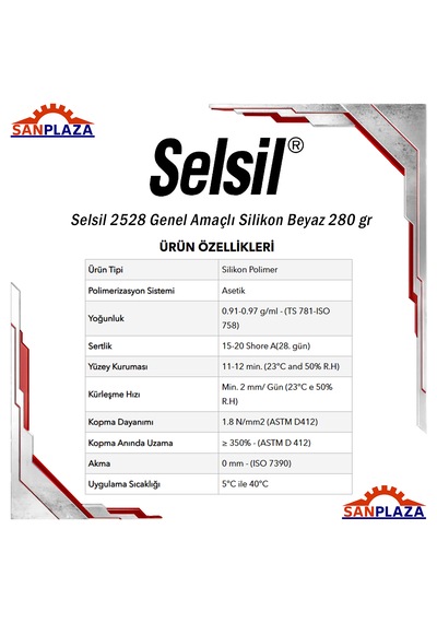 Selsil 2528 Genel Amaçlı Silikon Beyaz 280 Gr 10 Adet