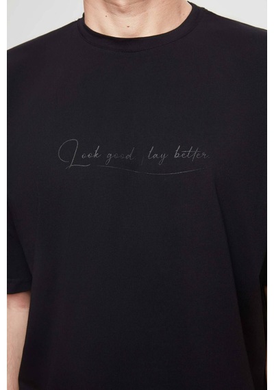 D's Damat Oversize Siyah Baskılı %100 Pamuk T-shirt 2EC14ORT05211 Siyah