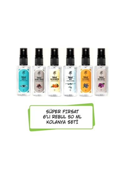 Rebul Aqua + Bouquet + Dark Spice + Ice + Lavanta + Mandarine Sprey Kolonya 6 x 50 ML