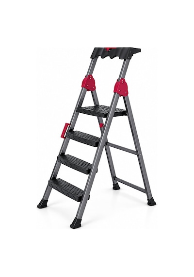 Lorenzo Metal Merdiven 3+1 Basamak 150 Kg Taşıma Kapasitesi 6+1