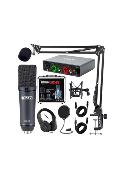 Stüdyo Ekipmanları Exclusive Paket-3 Cx2 Mikrofon Glx-700gr Ses Kartı Stüdyo Kayıt Seti