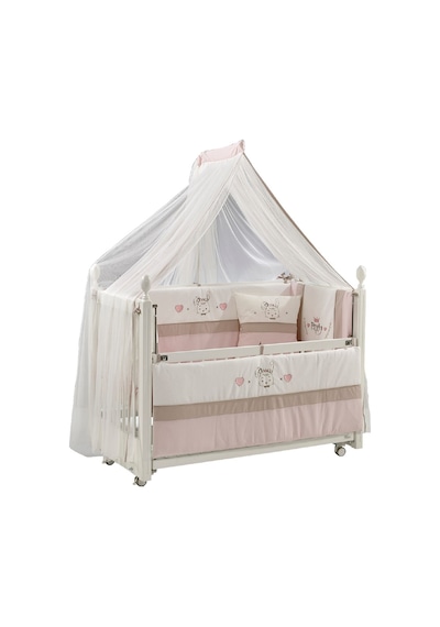 Meltem Kids Kral Sallanır Ahşap Anne Yanı Beşik 60 x 120 CM Beyaz - Pretty Pembe