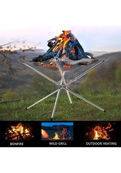 Madfox Fire Rack Katlanır Ateş Sehpası Brülör Gri