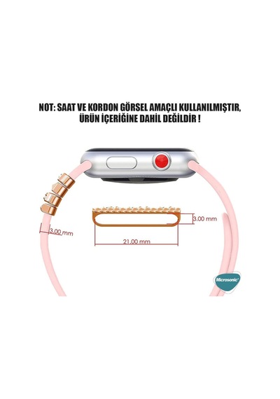Apple Watch 8 45mm Kordon Süsü Charm İnci Kalp Rose Gold Diğer