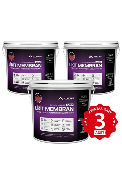 Alkoru 3 Adet 13 Kg Kırmızı Kumlu Likit Membran Renkli Reçine Esaslı Sıvı Su Yalıtım Malzemesi Avantaj Paket