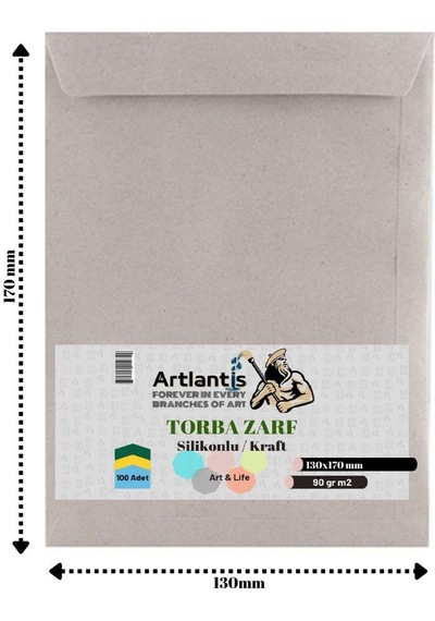 Torba Zarf 13x17 Cm Kraft 90 Gr Silikonlu 100'lü 1 Paket Artlanti