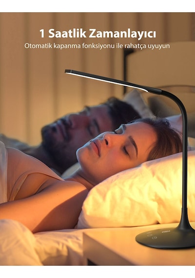 Taotronics Dokunmatik 3 Renk Işıklı Parlaklık Ayarlı Taşınabilir Esnek LED Masa  Lambası Siyah