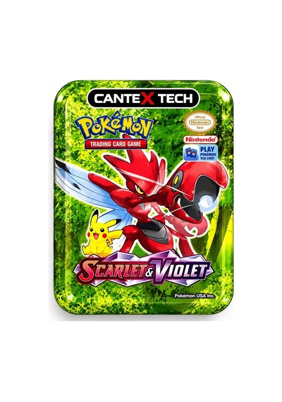 Cantex Tech Pokemon Scarlet & Violet Metal Kutu Karışık Gönderilir 1 Kutu 30-50 Kart Booster V-max - V-star - Standart Kart