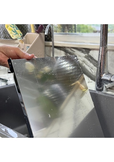 30x40 Cm Paslanmaz Çelik Tek Bükümlü Metal Tezgah Koruyucu Kesme Tahtası Hamur Açma Tezgahı Metalik