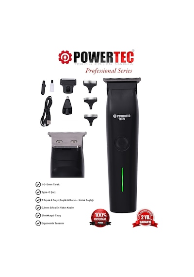 Powertec TR-375 (3in1) Günlük Erkek Tıraş Bakım Seti