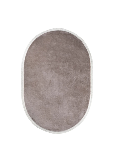 Vl Yuvarlak Comfort Ponpon Saçaklı Peluş Post Halı Kahverengi Halı Kahverengi Oval Düz Saçak