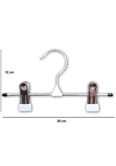 Ağırsoy 10 Adet Paslanmaz Çelik Mandallı, Tel, Etek Pantolon Askısı, Mandal Ucu Beyaz Pvc, 20 Cm