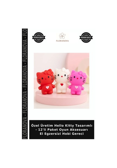 Özel Üretim Hello Kitty Tasarımlı - 12'li Paket Oyun Aksesuarı El Egzersizi Hobi Gereci
