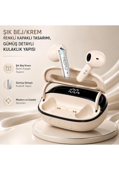 Hp-675 Bluetooth Kablosuz Kulaklık Ve 1200 Mah Powerbank Dijital Led Ekranlı V5.2 Hd Ses Dokunmatik Kontrol Bej Beyaz - Çok Renkli Hp-675 Bluetooth Kablosuz Kulaklık Ve 1200 Mah Powerbank Dijital Led Ekranlı V5.2 Hd Ses Dokunmatik Kontrol Bej Beyaz - Çok Renkli