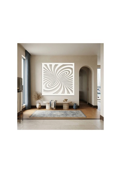 Optik İllüzyon Metal Duvar Tablosu - Metal Duvar Sanatı - Duvar Dekoru - 75 X 75 Cm Beyaz