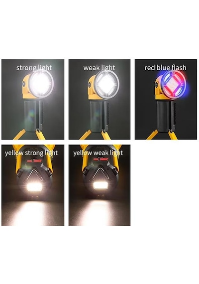 Powermaster Mx-w5164-3 Kırmızı Mavi Çakarlı Cob Ledli Şarjlı Kamp El Feneri Işıldak Diğer