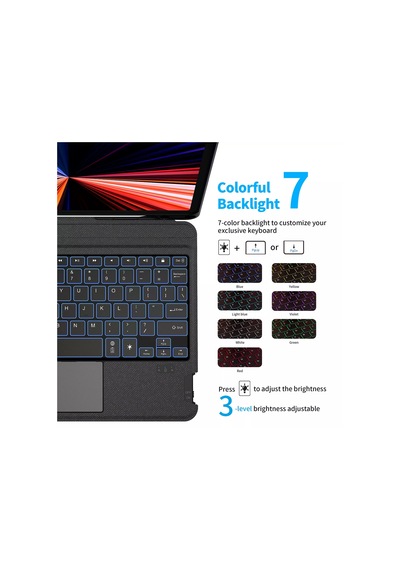 Apple Uyumlu iPad 10.9 İnç 10.nesil Fuchsia Touch Pad Klavyeli Standlı Kılıf Kılıf