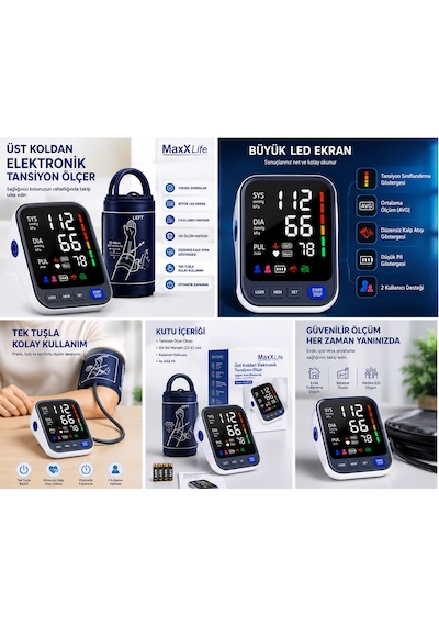Maxx Life Üst Koldan Dijital Tansiyon Aleti Büyük Ekran Hafızalı Fc-bp113