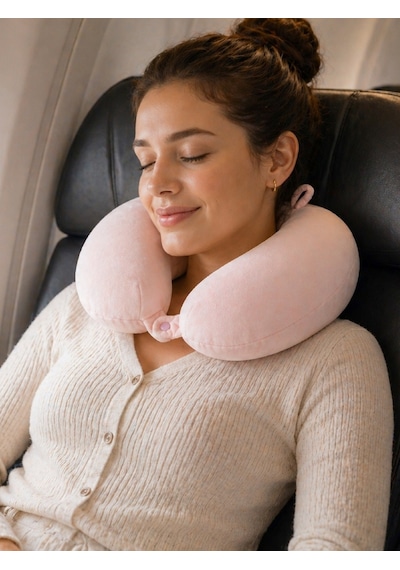 Seyahat Seti Boyun Yastığı Pasaport Kılıfı Valiz Kemeri & Etiketi 4 Lü Travel Set Pembe