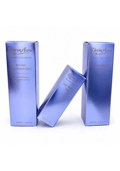 Dermaura Premium Dökülme Karşıtı Saç Bakım Seti Dökülme Karşıtı Şampuan + Saç Bakım Yağı + Keratin Saç Bakım Sütü