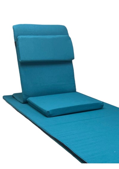 Backjack Meditasyon Sandalyesi Destekli Yer Minderi + 60x180 Kumaş Mat - Backjack 3xl Mat+backjack İkili Set Koyu Petrol Mavisi/buz Mavisi