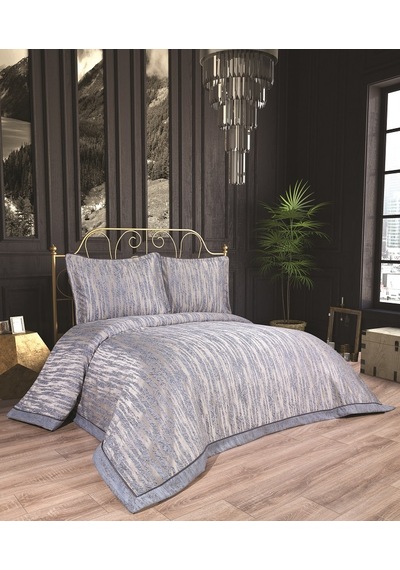Calantha Home Collection Estella 3 Parça Lacivert Geometrik Pike Takımı 240 X 260 Cm Lacivert