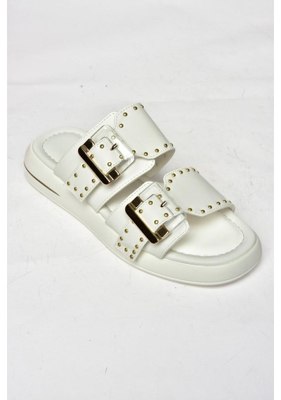 Fox Shoes S518106509 Beyaz Kadın Terlik Beyaz
