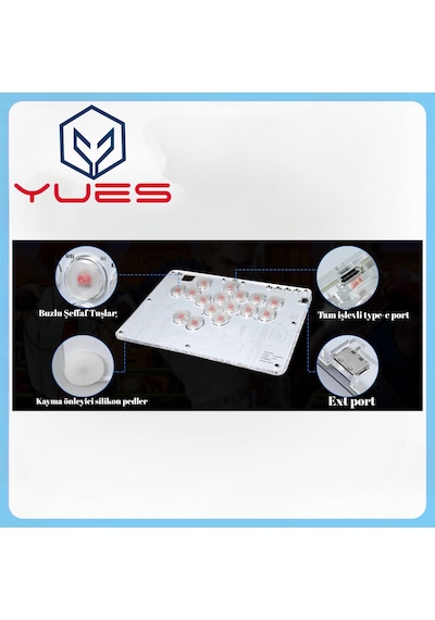 Yues Rgb Arcade Stick Fighting Stick Ps4/ps3/pc/steam/android/Apple Uyumlu iOS