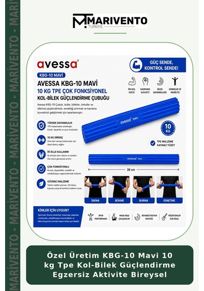 Özel Üretim Kbg-10 Mavi 10 Kg Tpe Kol-bilek Güçlendirme Egzersiz Aktivite Bireysel