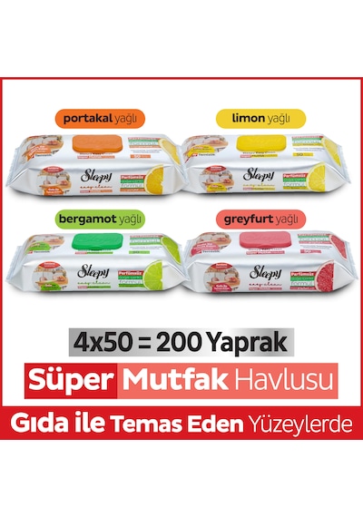 Easy Clean Süper Yüzey Temizlik Mutfak Havlusu&Mendili Karma Paket 4X50 (200 Yaprak)