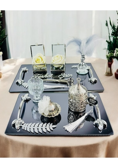 Elegance Nişan Tepsisi Ve Söz Nişan Tepsisi Gri Gri
