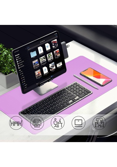 60x30 Cm Pembe Çift Taraflı Deri Desk Mat, Pu Deri Masa Koruyucu Ve Masa Sümeni, Suya Dayanıklı Kolay Silinebilir 2